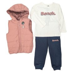G10998: Girls Bench Puffer Gilet, Top & French Terry Jog Pant Outfit (18 Months -5 Years)